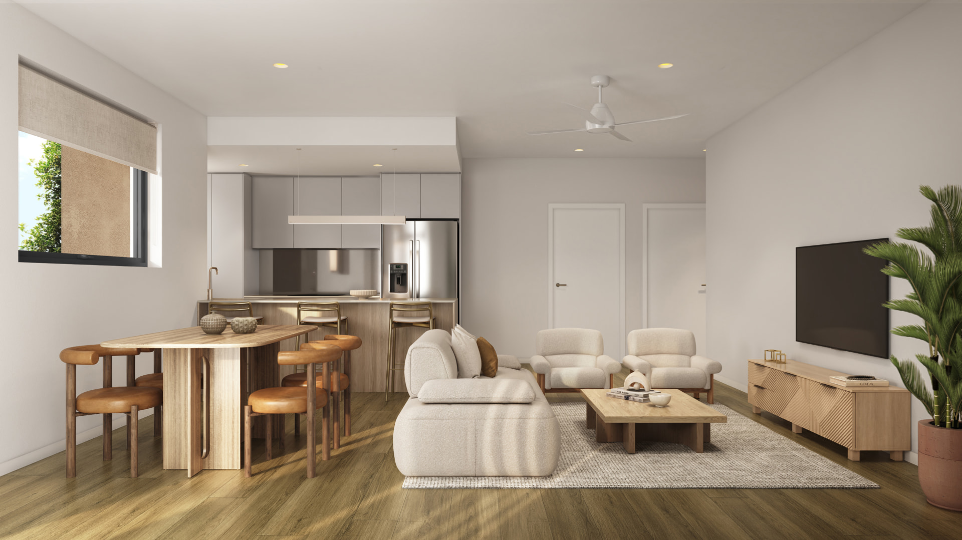 Lorimer open-plan living, dining and kitchen space